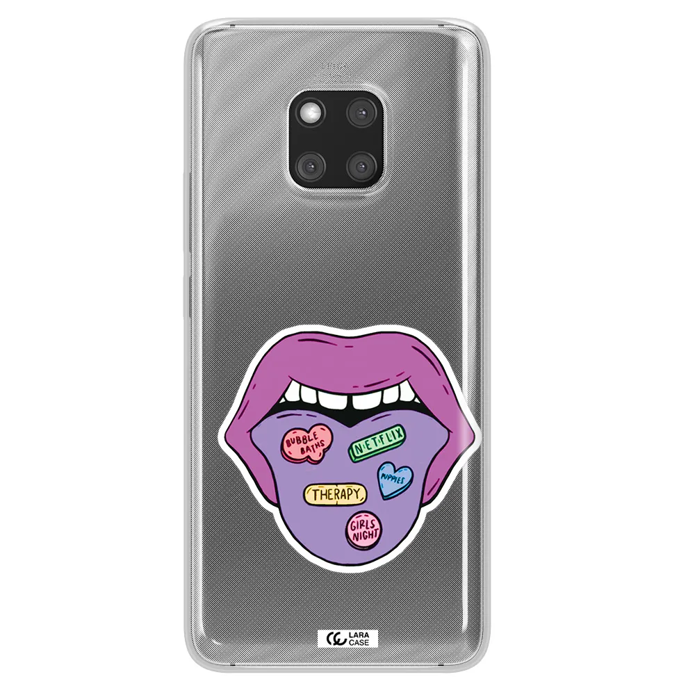 a purple lips with different colored hearts on it Huawei Mate 20 Pro Clear TPU Case