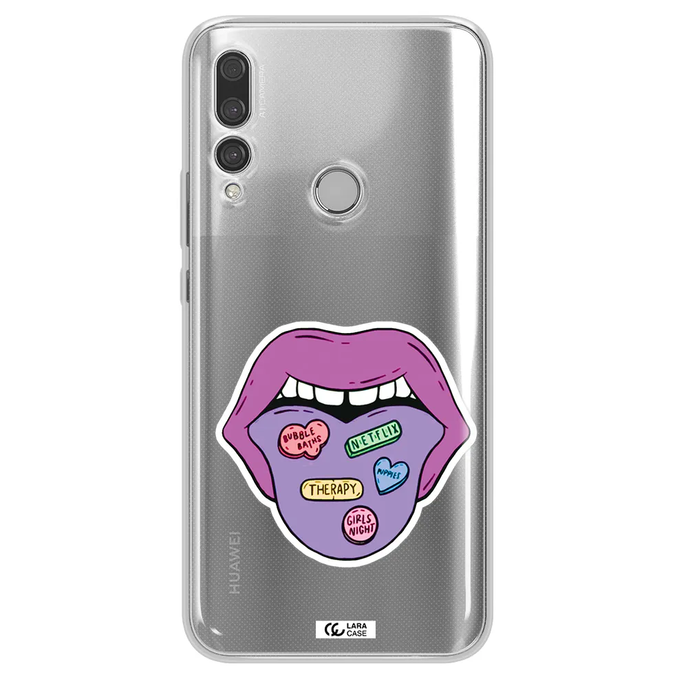 a purple lips with different colored hearts on it Huawei Y9 Prime 2019 Clear TPU Case