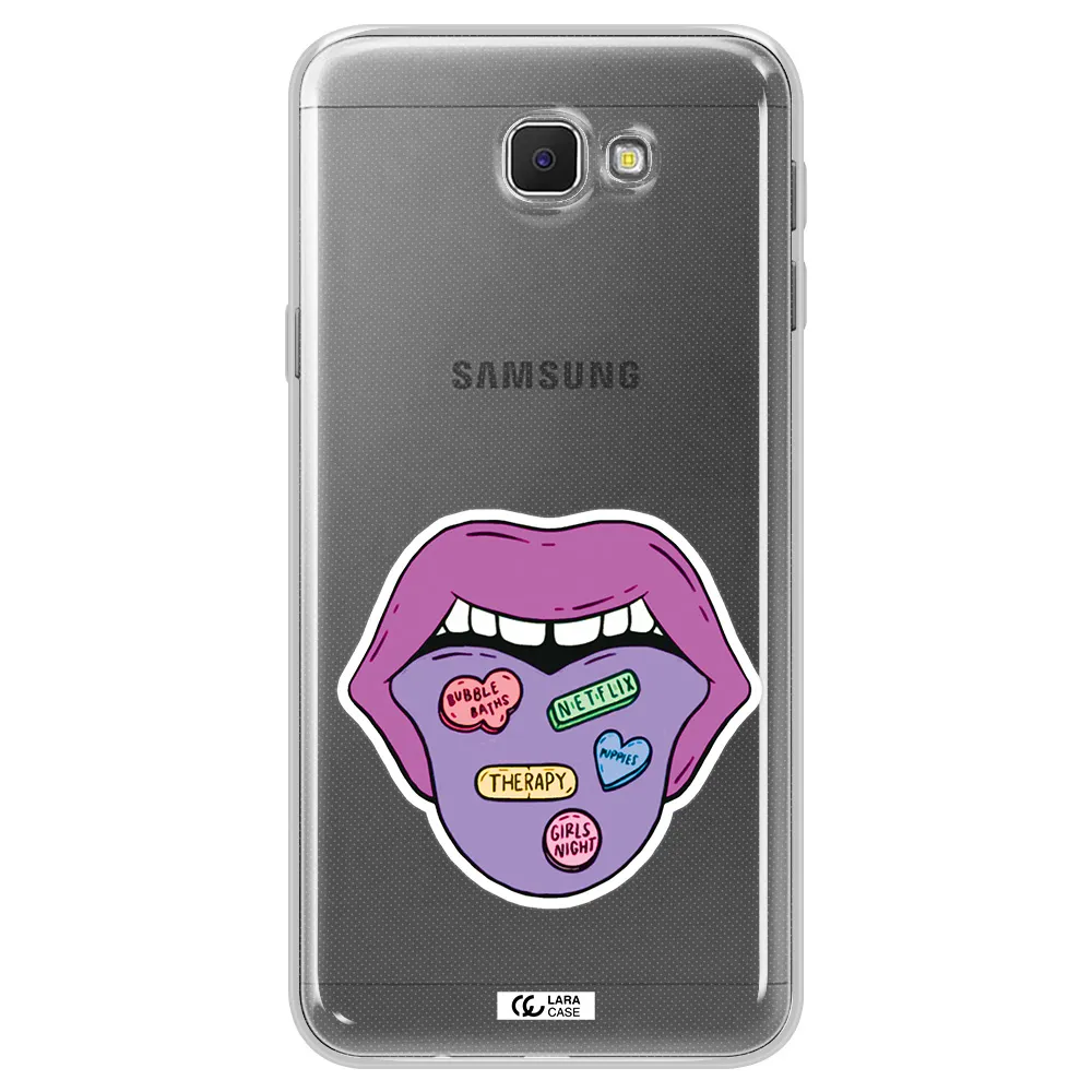 a purple lips with different colored hearts on it Samsung J5 Prime Clear TPU Case