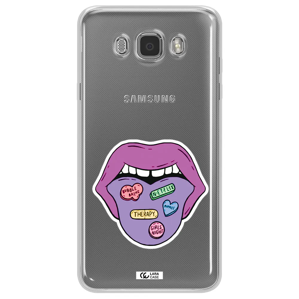 a purple lips with different colored hearts on it Samsung J7 2016 Clear TPU Case