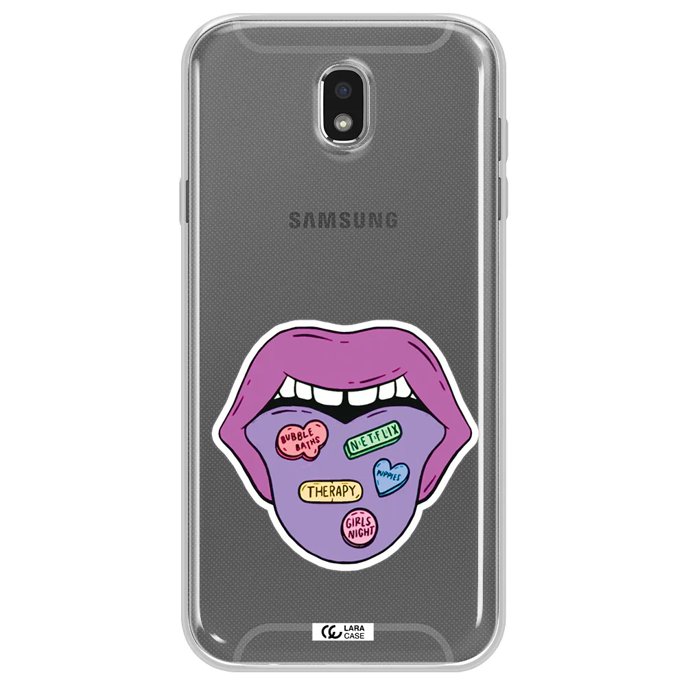a purple lips with different colored hearts on it Samsung J7 Pro Clear TPU Case