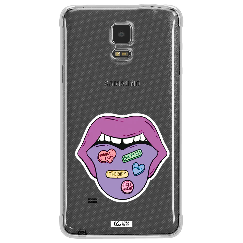 a purple lips with different colored hearts on it Samsung Note 4 Clear TPU Case
