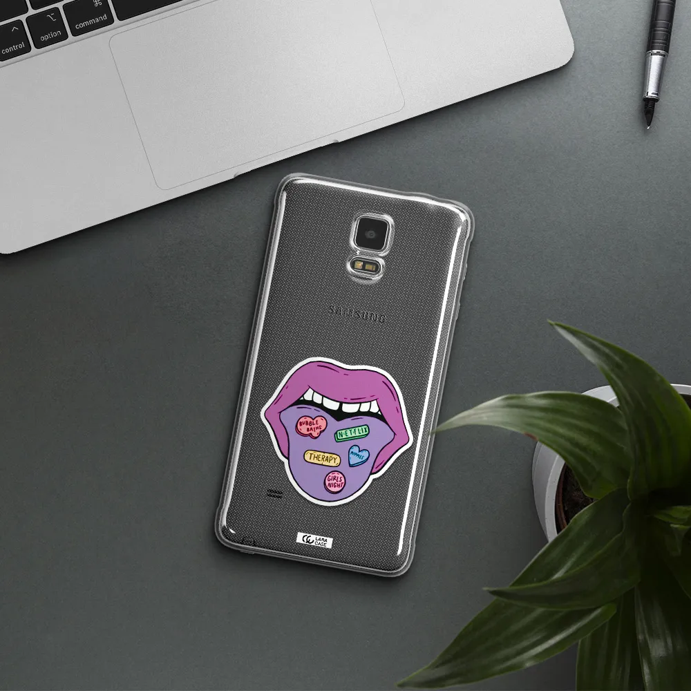 a purple lips with different colored hearts on it Samsung Note 4 Clear TPU Case