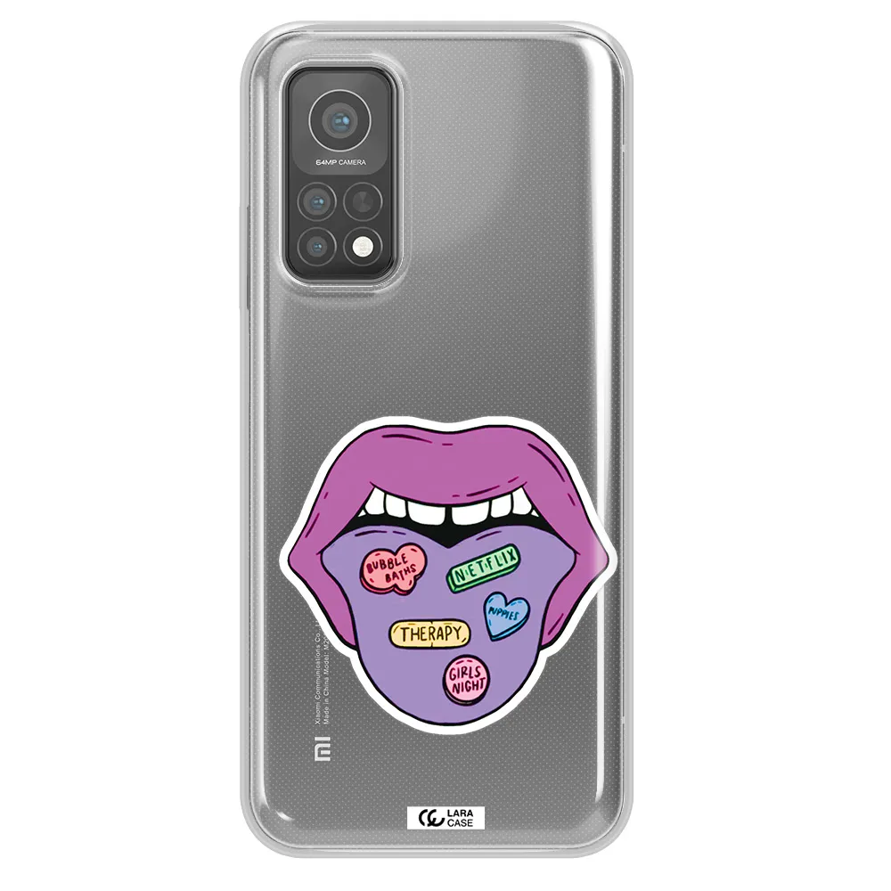 a purple lips with different colored hearts on it Xiaomi Mi 10 T Pro Clear TPU Case