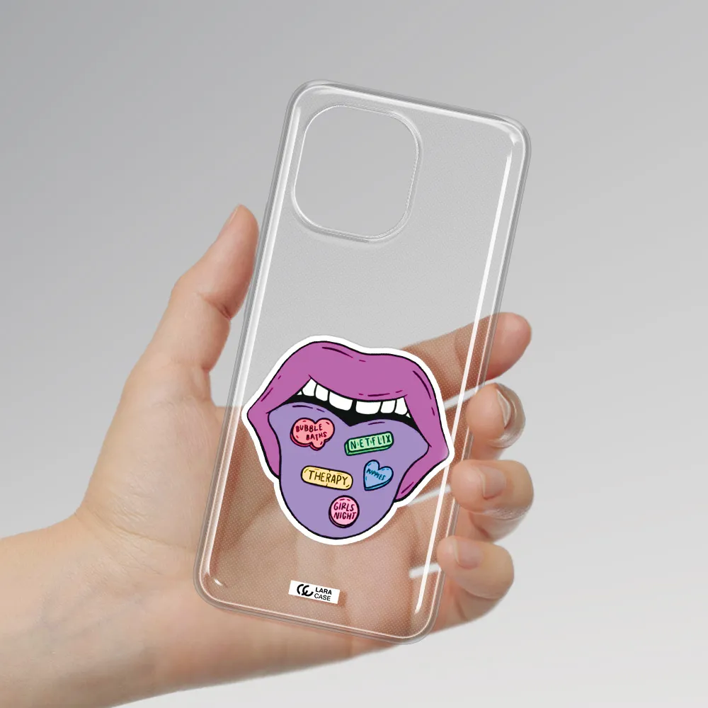 a purple lips with different colored hearts on it Xiaomi Mi 11 Clear TPU Case