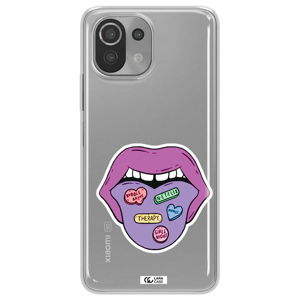 a purple lips with different colored hearts on it Xiaomi Mi 11 Lite Clear TPU Case