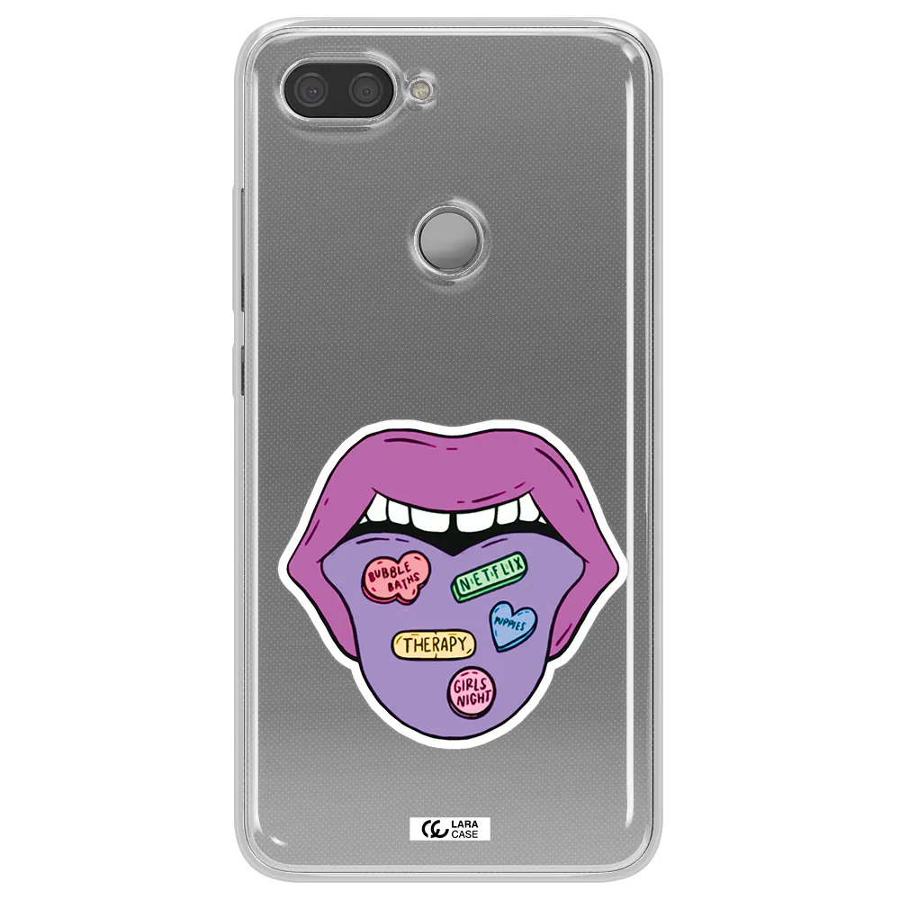 a purple lips with different colored hearts on it Xiaomi Mi 8 Lite Clear TPU Case