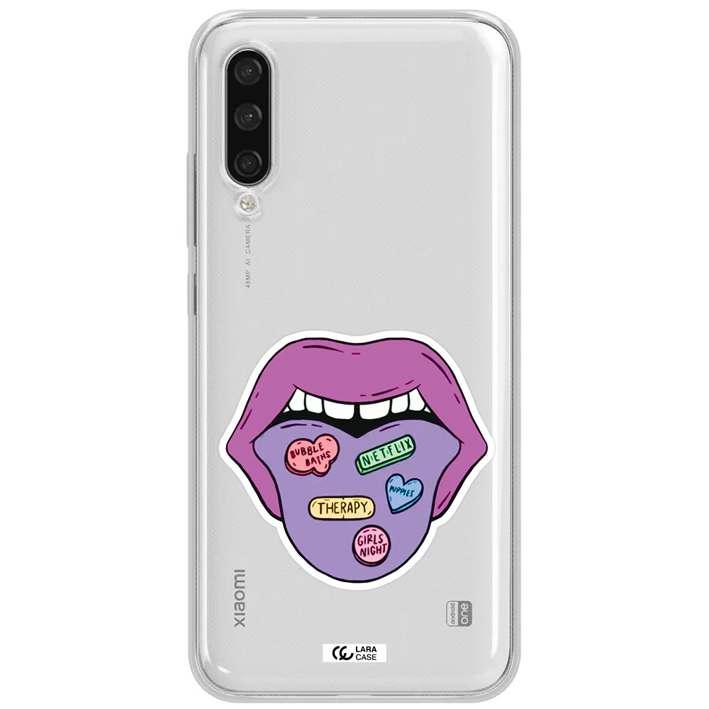 A Purple Lips With Different Colored Hearts On It Xiaomi Mi A3 Clear Tpu Case