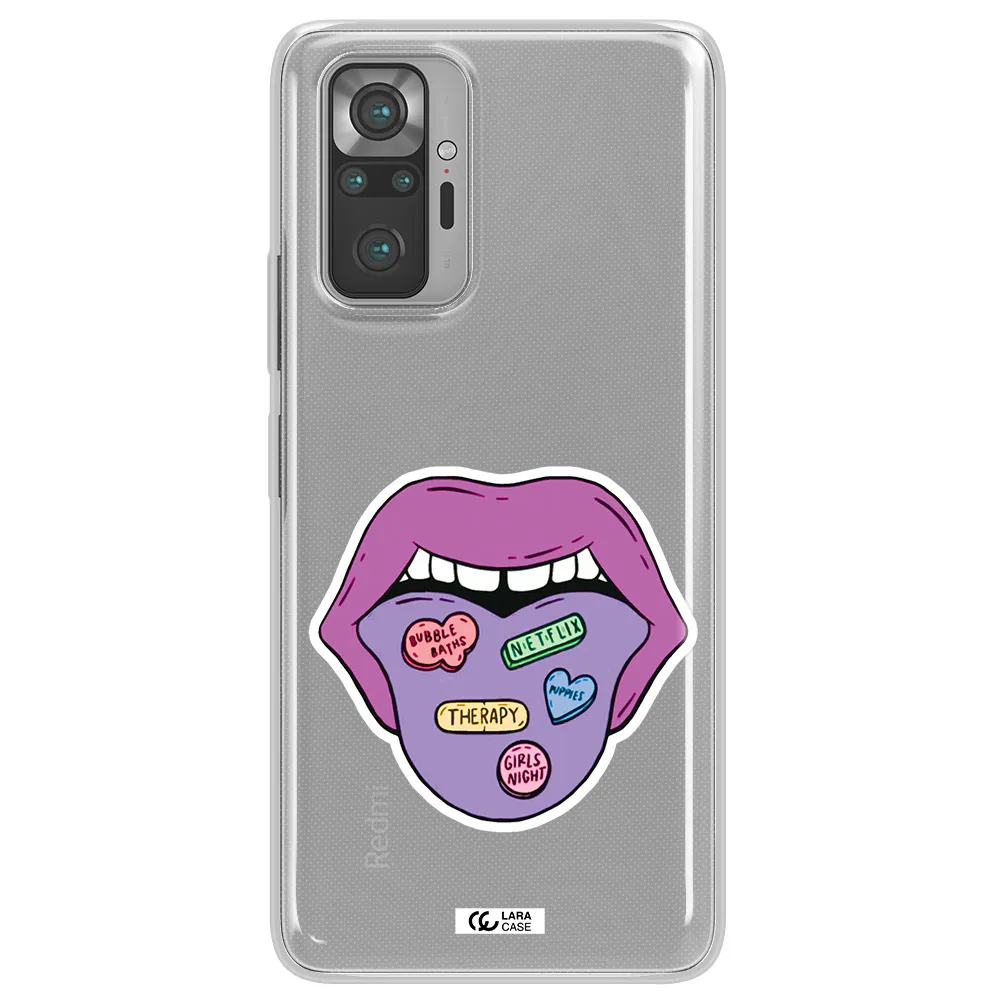 a purple lips with different colored hearts on it Xiaomi Note 10 Pro Clear TPU Case