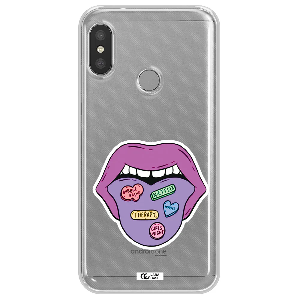 a purple lips with different colored hearts on it Xiaomi Redmi 6 Pro Clear TPU Case