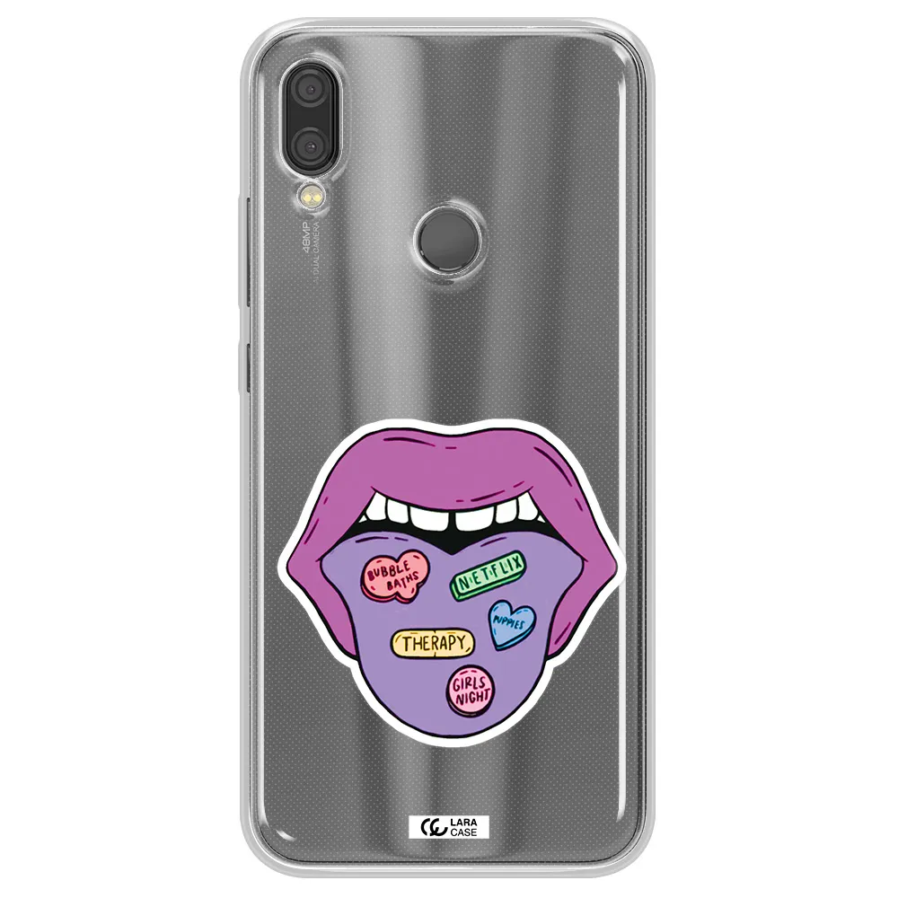 a purple lips with different colored hearts on it Xiaomi Redmi Note 7 Clear TPU Case
