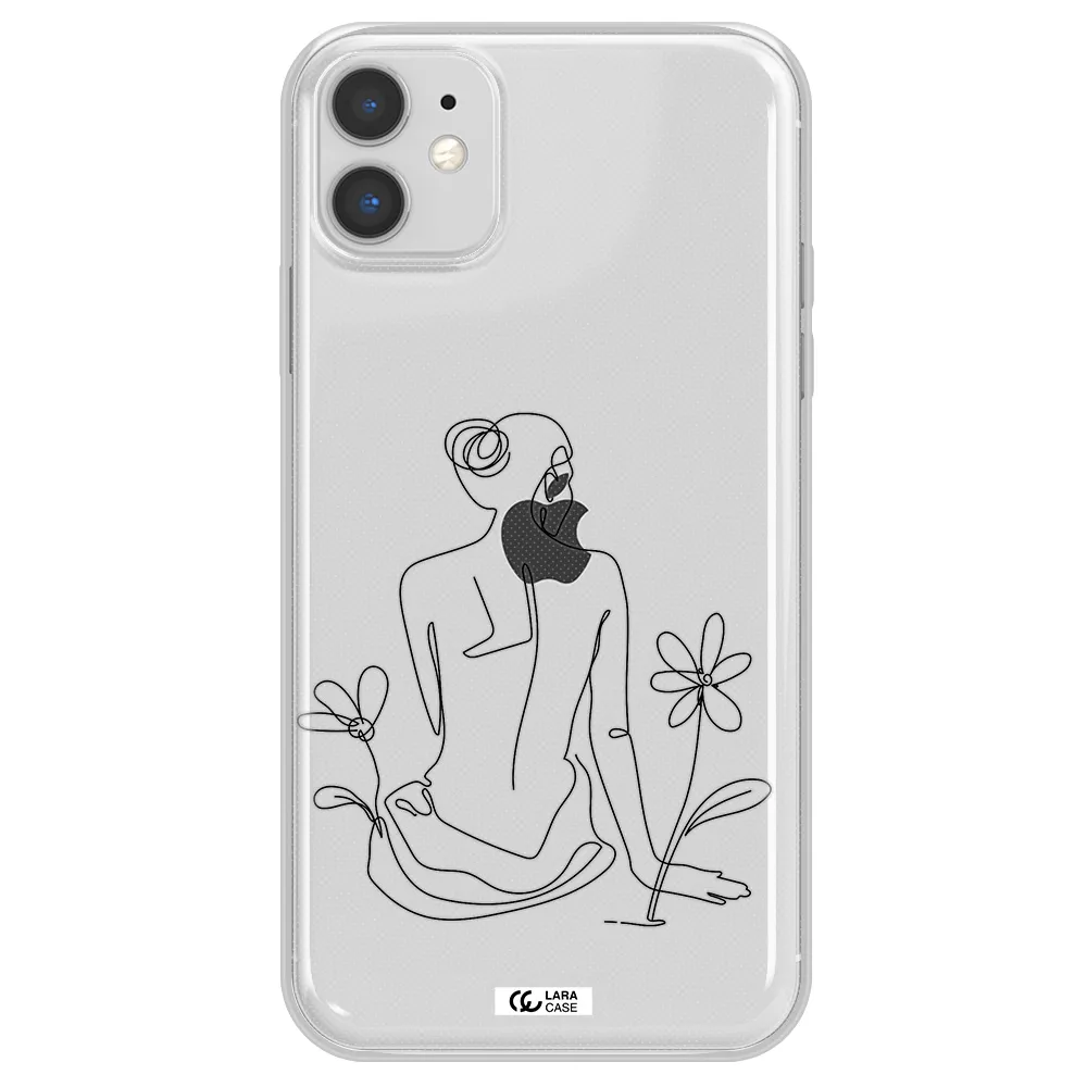 a woman sitting on a flower Apple iPhone 11 Clear TPU Case