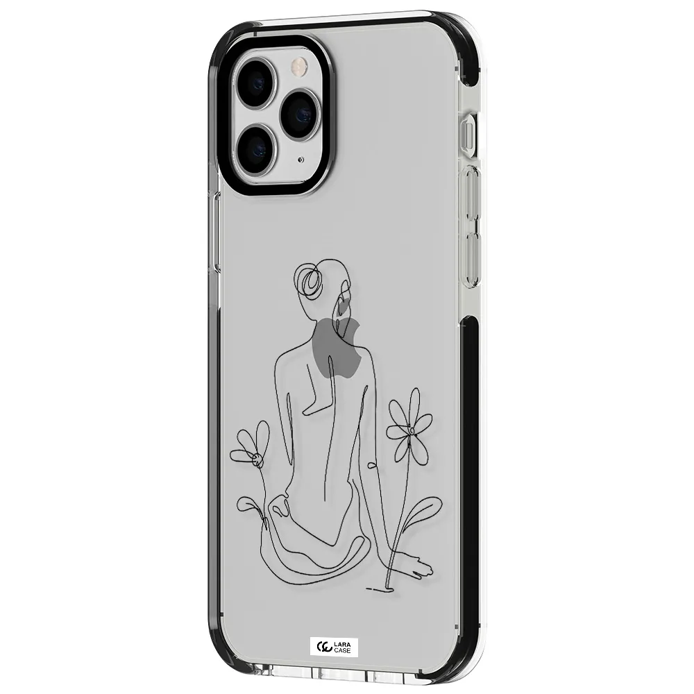 a woman sitting on a flower Apple iPhone 11 pro max impact black border Case