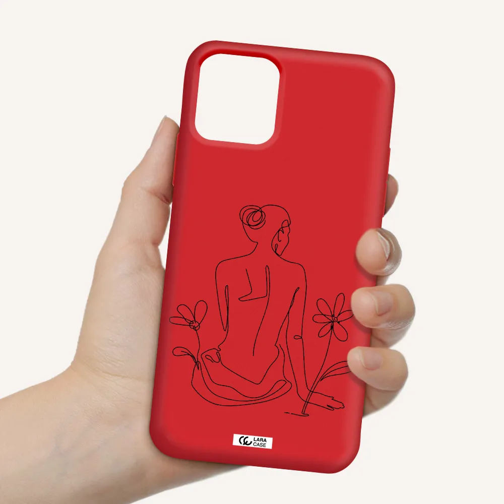 a woman sitting on a flower Apple iPhone 11 pro max Silicone Imperial Red Case