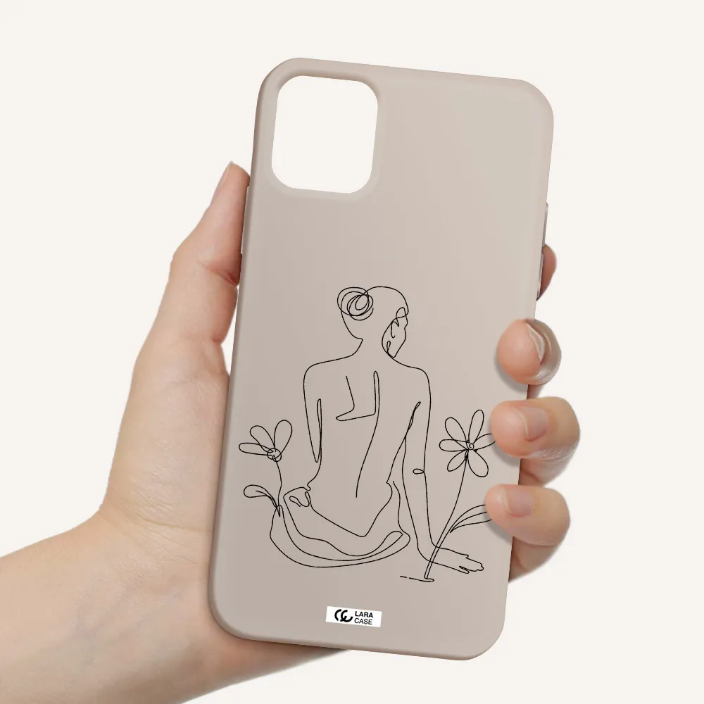 a woman sitting on a flower Apple iPhone 11 Silicone Stone Case