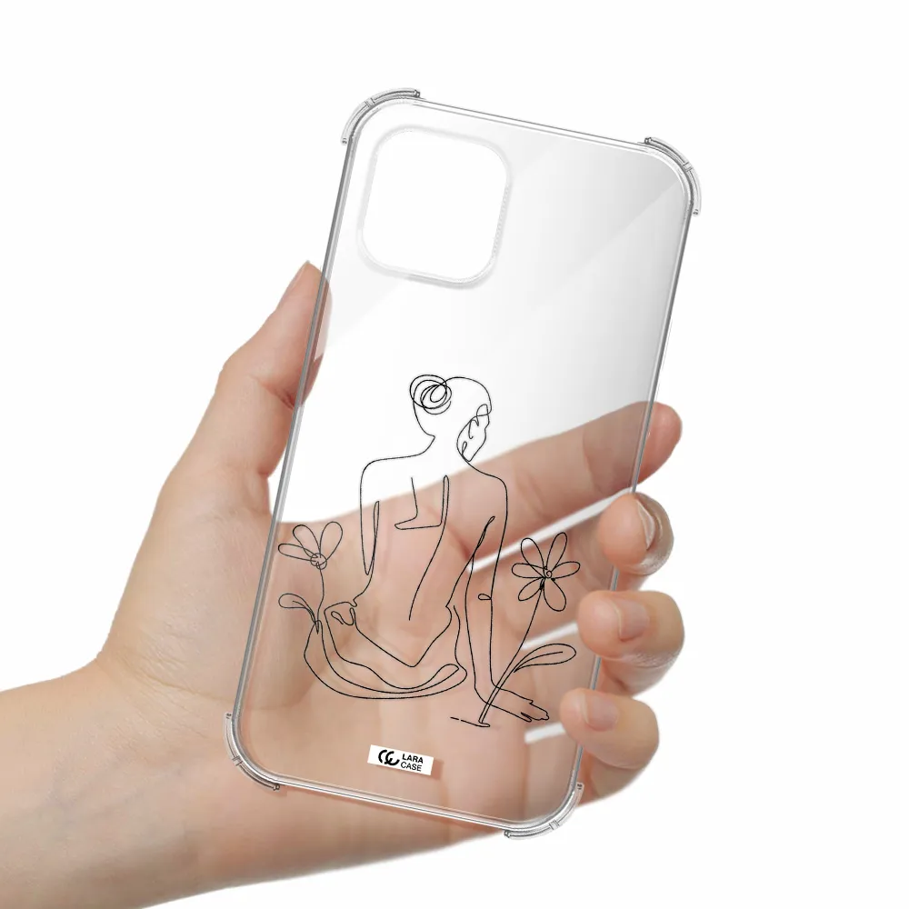 a woman sitting on a flower Apple iPhone 12 Clear PC Case