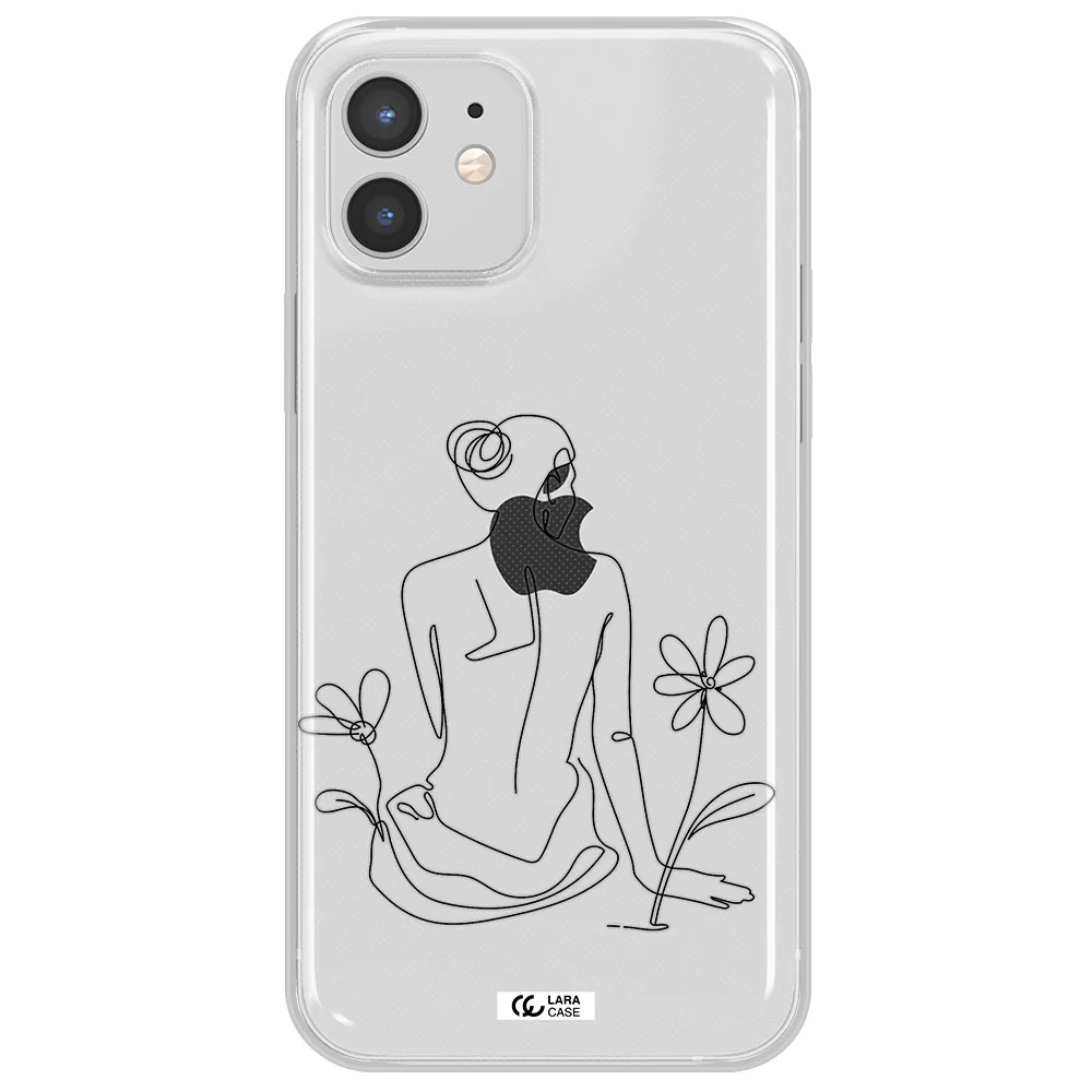 a woman sitting on a flower Apple iPhone 12 Clear TPU Case
