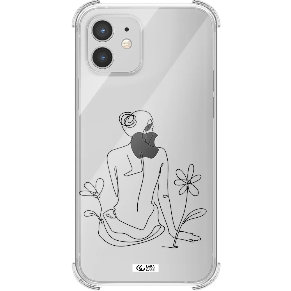 a woman sitting on a flower Apple iPhone 12 mini Clear PC Case