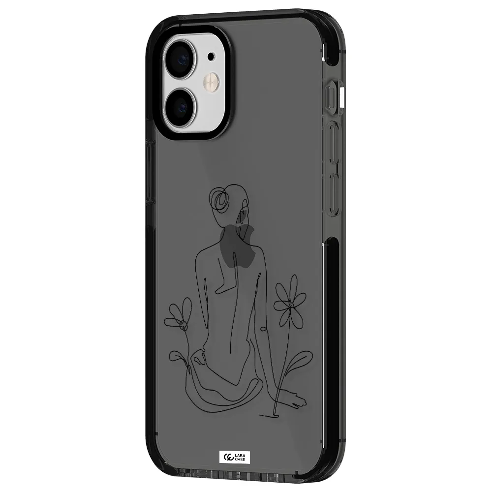 a woman sitting on a flower Apple iPhone 12 mini impact Smoke Black Case