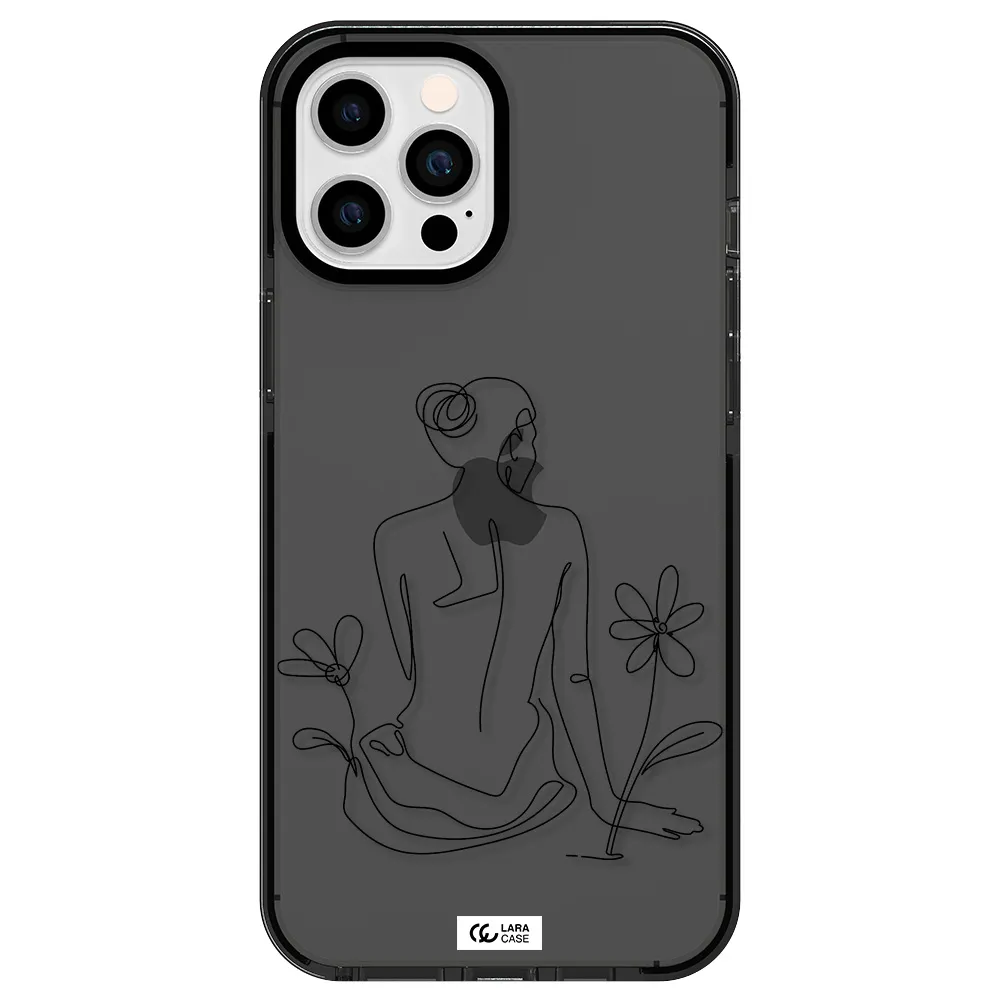 a woman sitting on a flower Apple iPhone 12 pro max impact Smoke Black Case