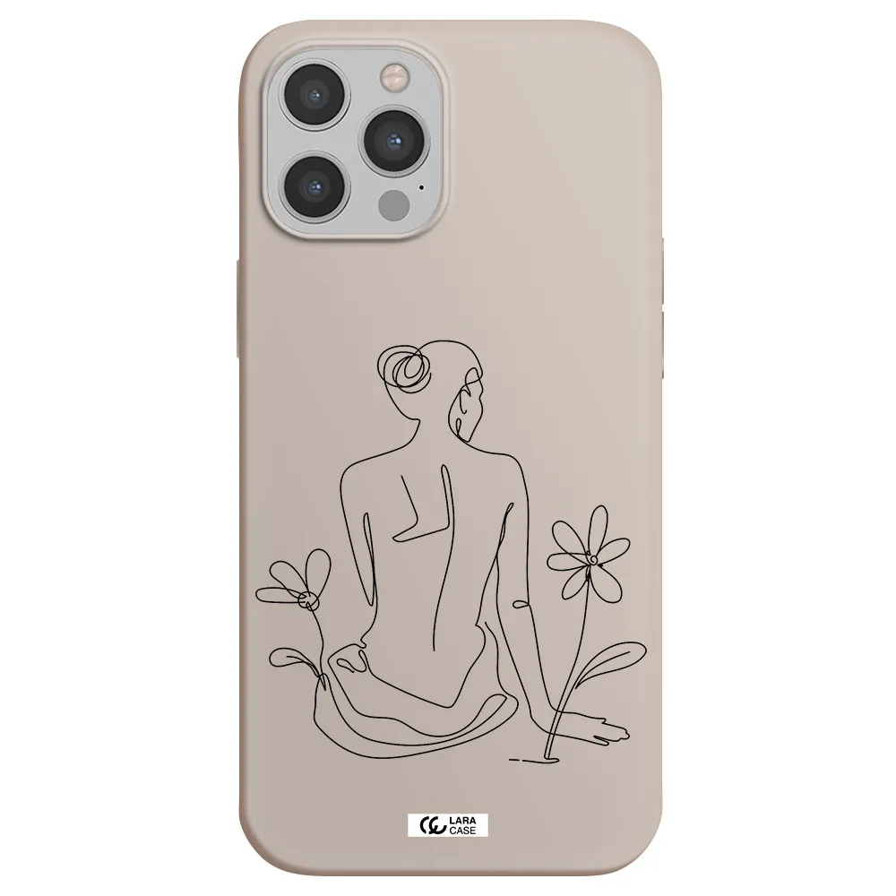 a woman sitting on a flower Apple iPhone 12 pro Silicone Stone Case