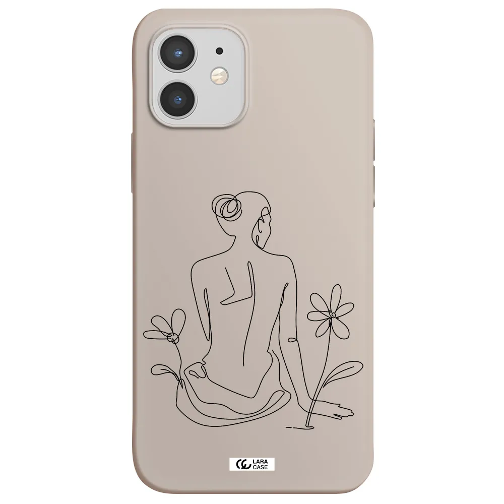 a woman sitting on a flower Apple iPhone 12 Silicone Stone Case