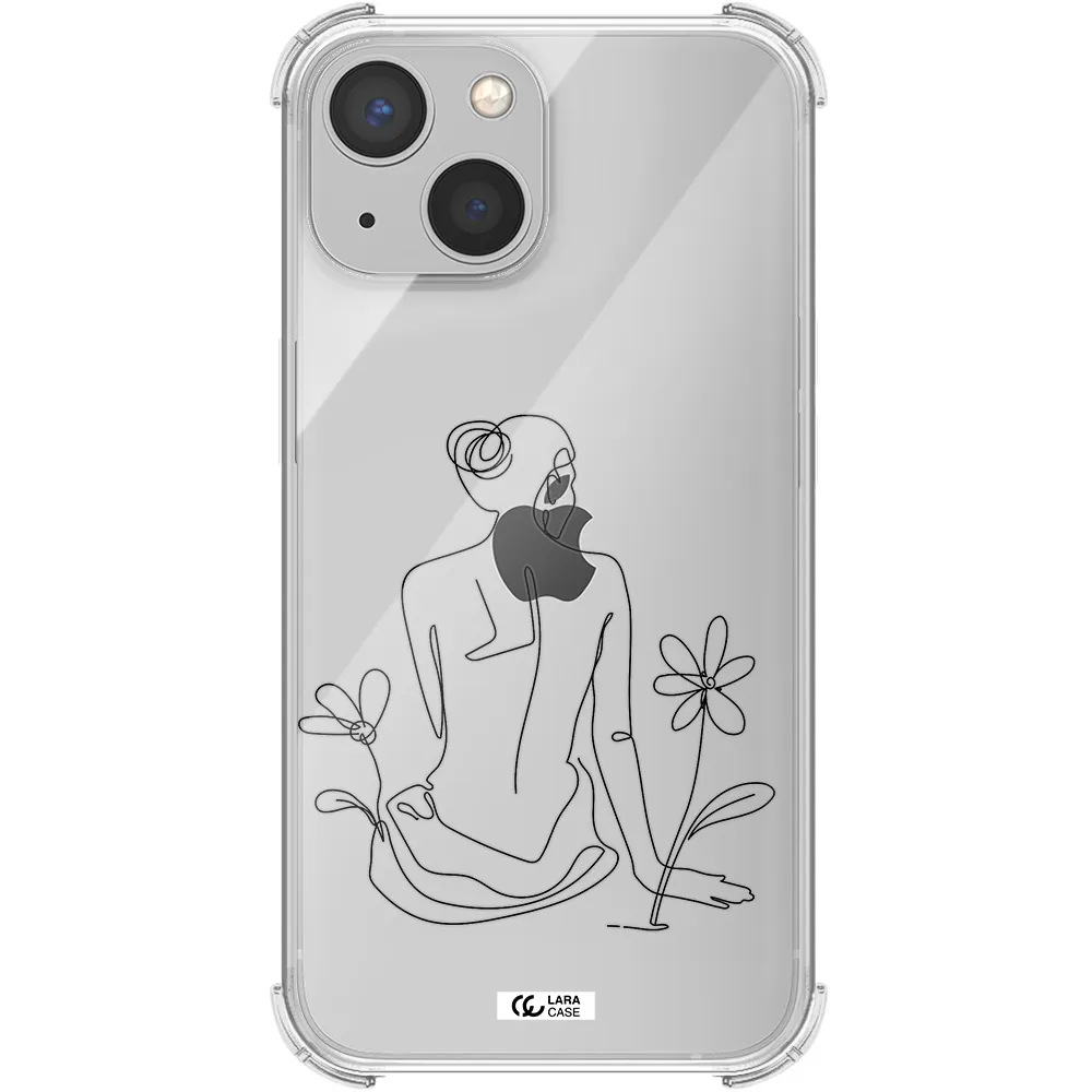 a woman sitting on a flower Apple iPhone 13 mini Clear PC Case