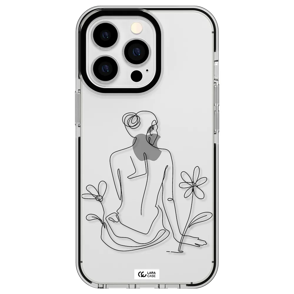 a woman sitting on a flower Apple iPhone 13 Pro impact black border Case