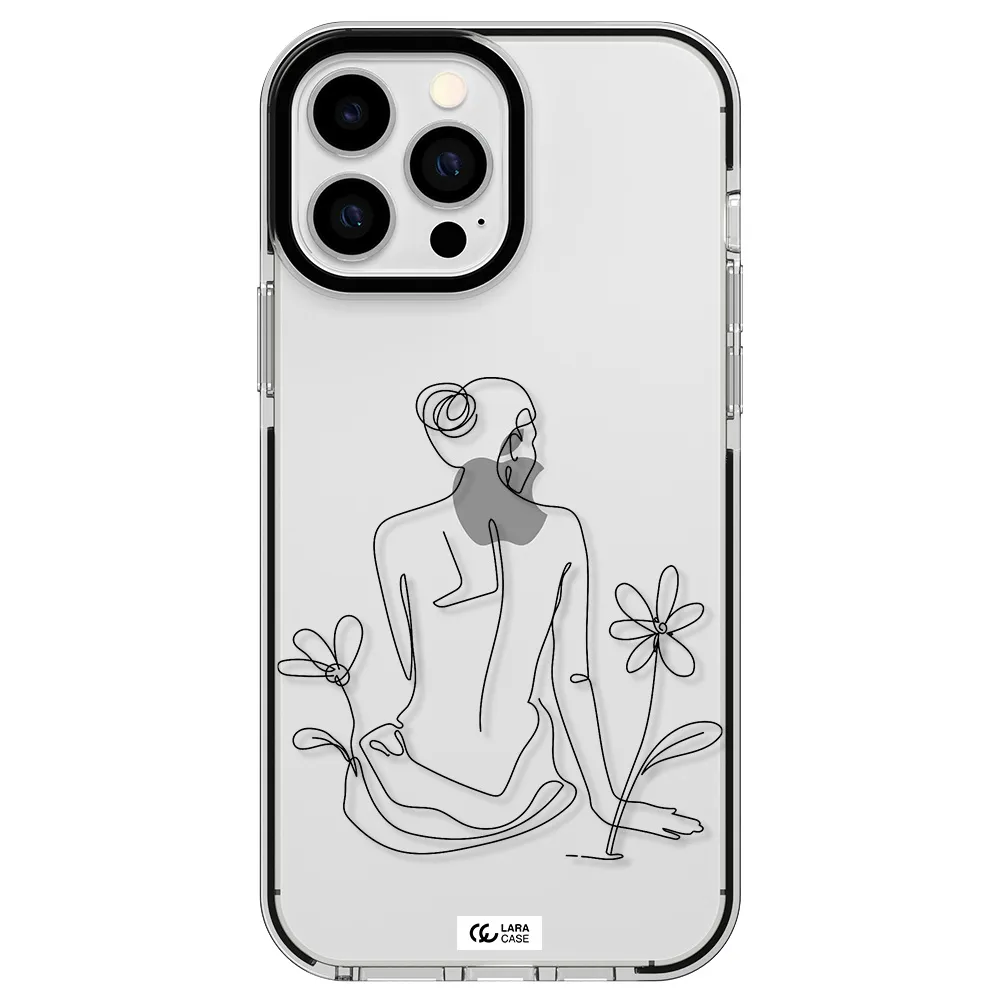 a woman sitting on a flower Apple iPhone 13 Pro Max impact black border Case