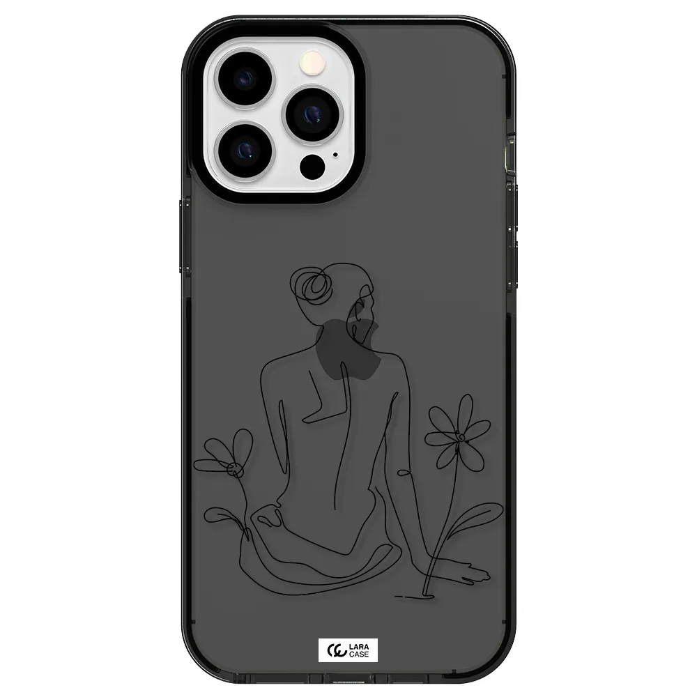 a woman sitting on a flower Apple iPhone 13 Pro Max impact Smoke Black Case