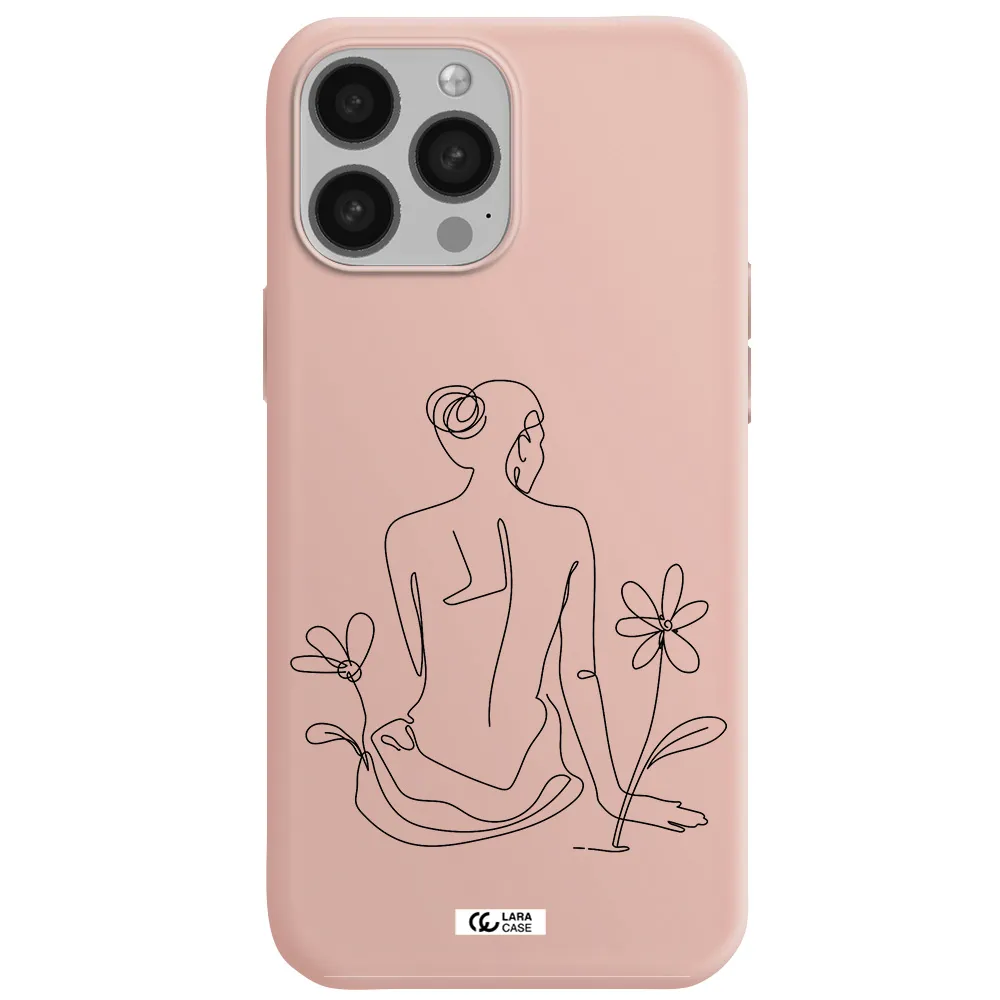 a woman sitting on a flower Apple iPhone 13 Pro Max Silicone pastel pink Case