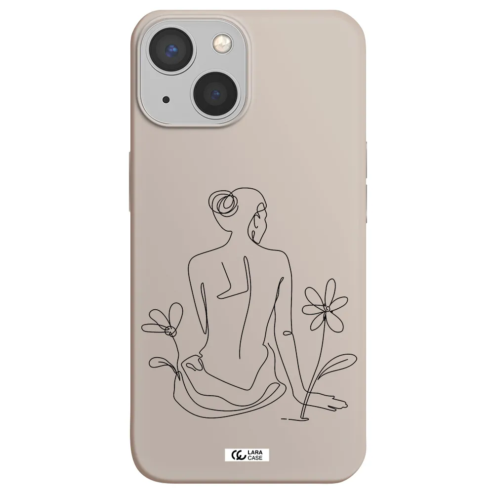 a woman sitting on a flower Apple iPhone 13 Silicone Stone Case