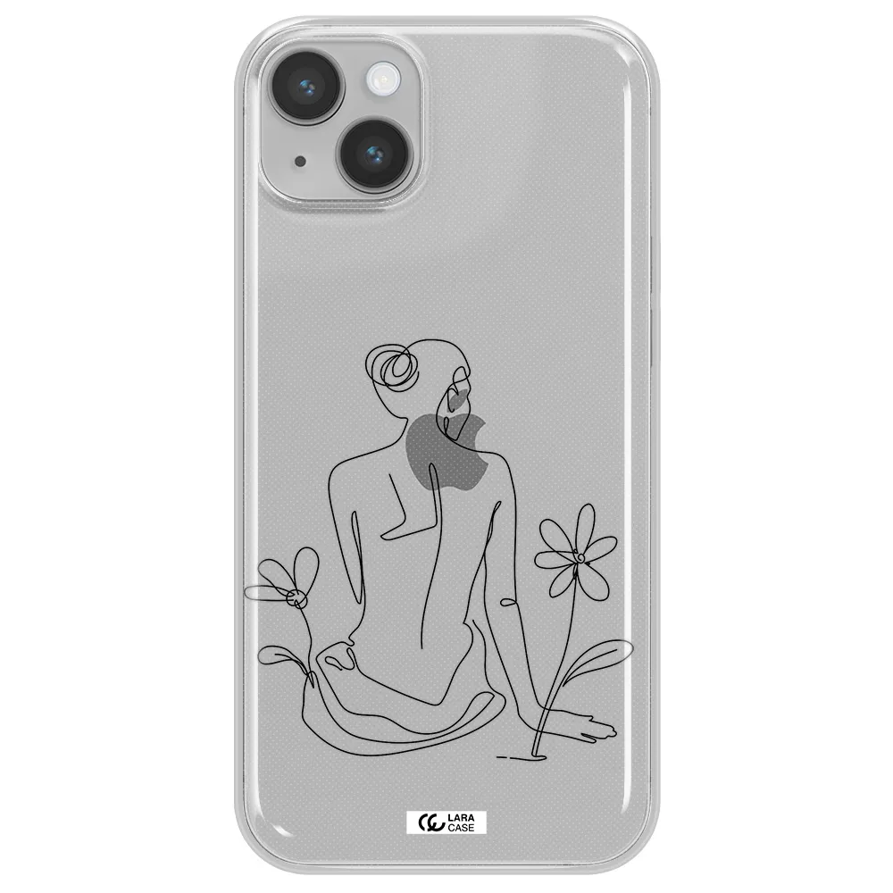 a woman sitting on a flower Apple iPhone 14 Clear TPU Case