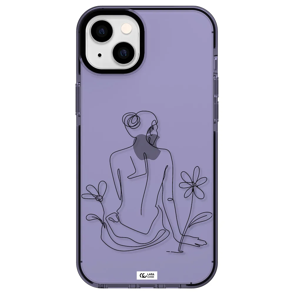 a woman sitting on a flower Apple iPhone 14 plus impact Lilac Case