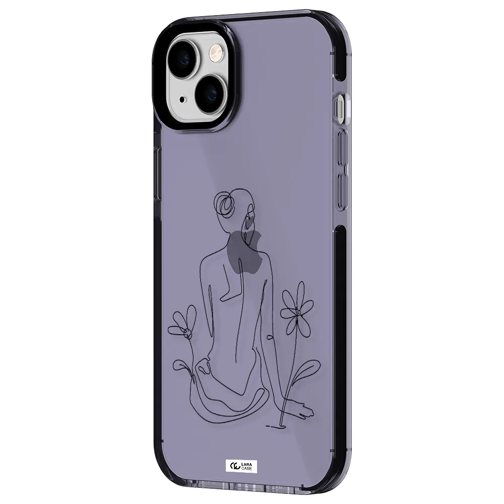 a woman sitting on a flower Apple iPhone 14 plus impact Lilac Case