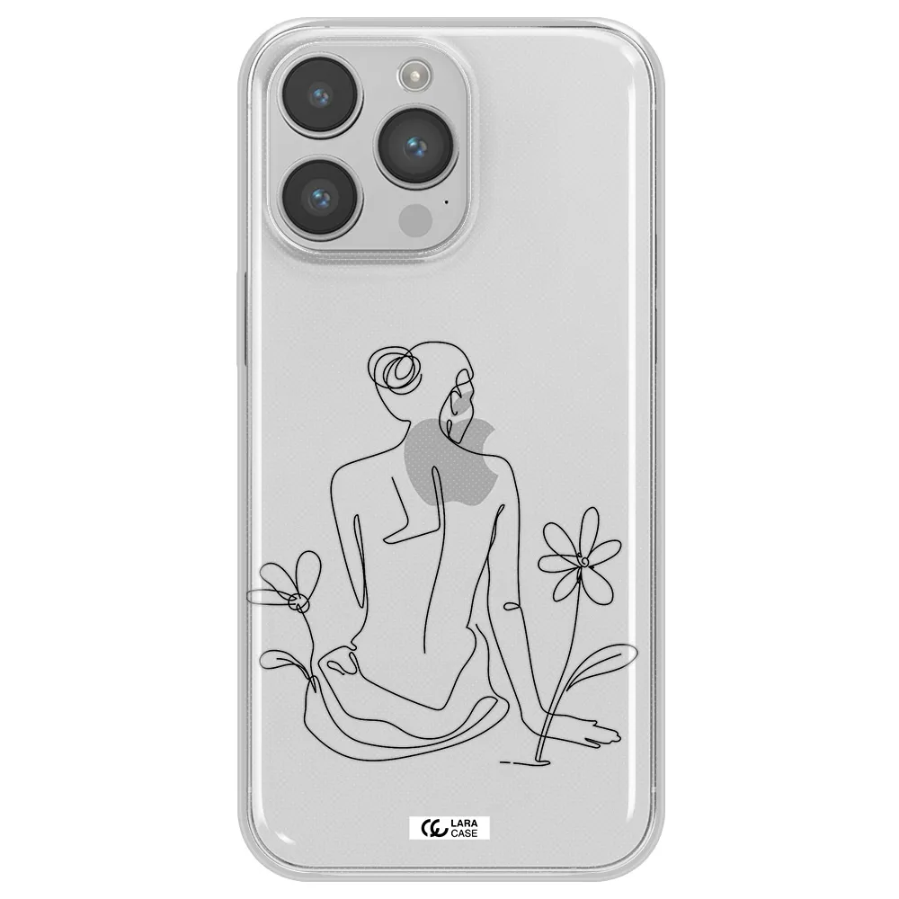 a woman sitting on a flower Apple iPhone 14 pro Clear TPU Case