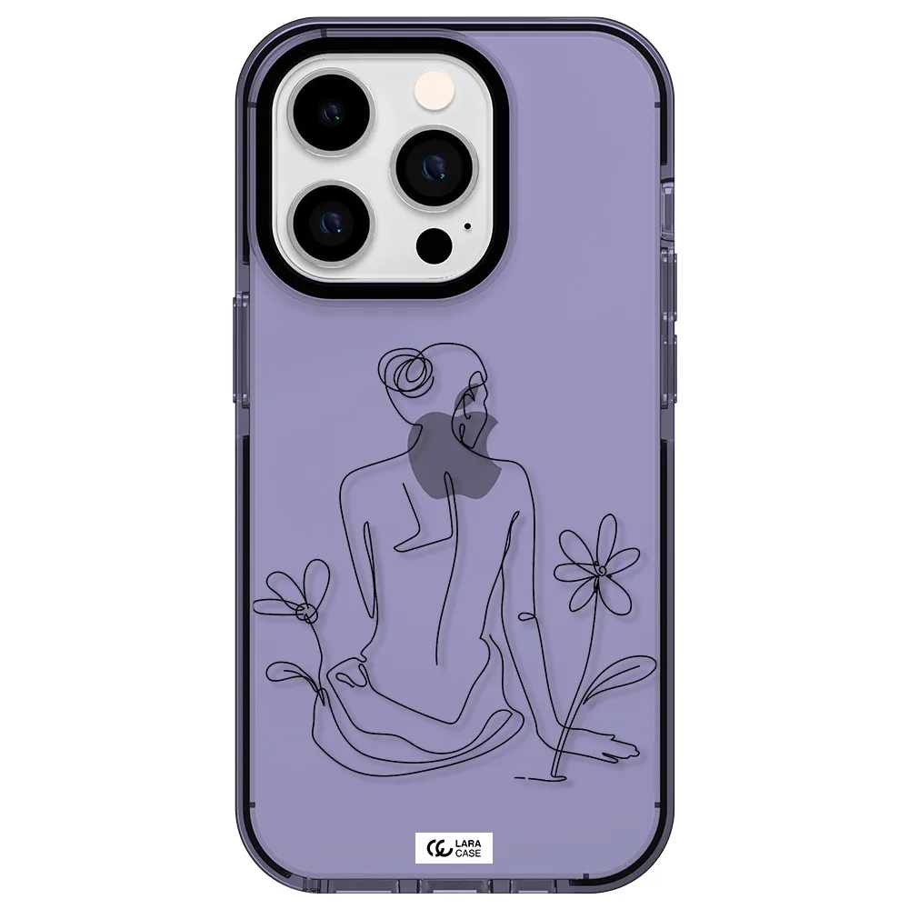 a woman sitting on a flower Apple iPhone 14 pro impact Lilac Case