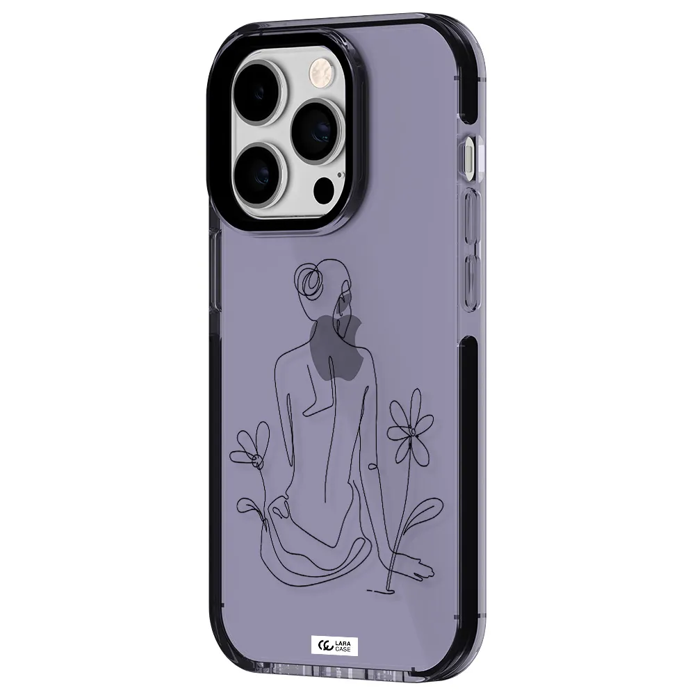 a woman sitting on a flower Apple iPhone 14 pro impact Lilac Case