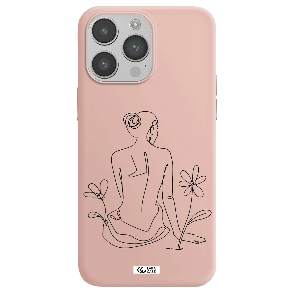 a woman sitting on a flower Apple iPhone 14 pro max Silicone pastel pink Case