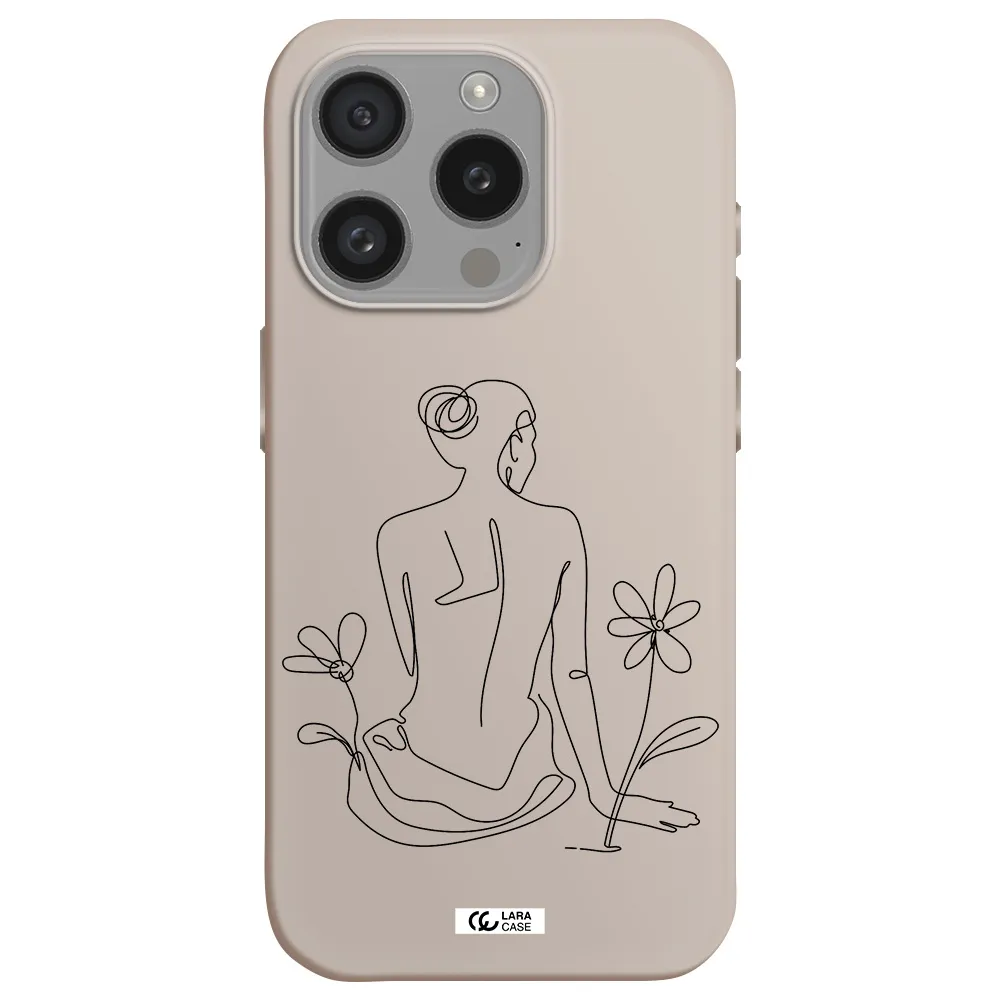 A Woman Sitting On A Flower Apple Iphone 15 Pro Silicone Stone Case