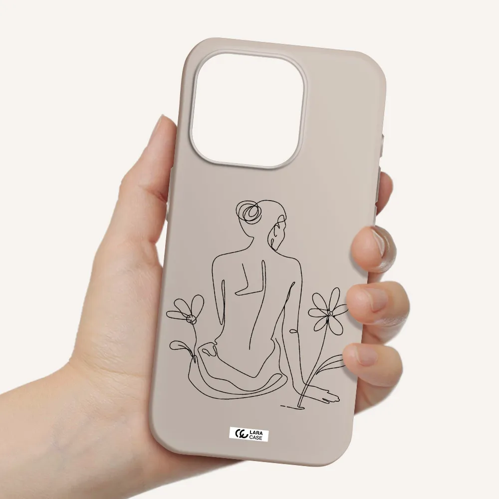 A Woman Sitting On A Flower Apple Iphone 15 Pro Silicone Stone Case