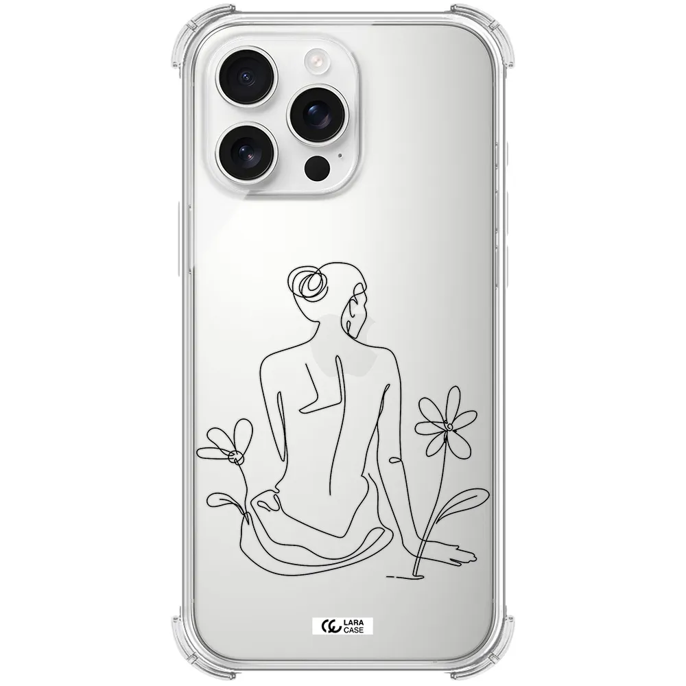 A Woman Sitting On A Flower Apple Iphone 16 Pro Max Clear Pc Case