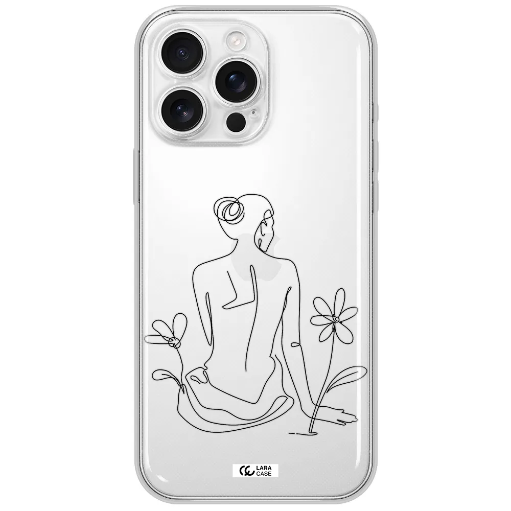 A Woman Sitting On A Flower Apple Iphone 16 Pro Max Clear Tpu Case