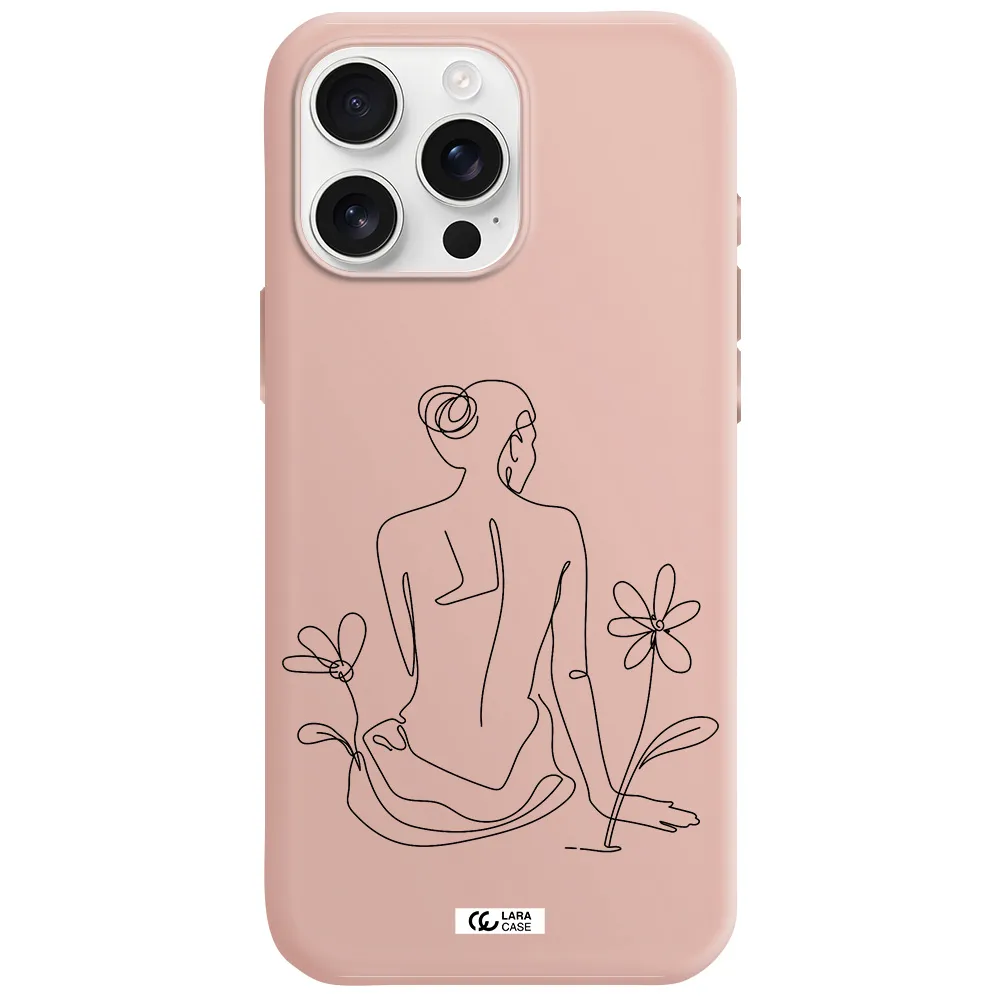 A Woman Sitting On A Flower Apple Iphone 16 Pro Max Silicone Pastel Pink Case