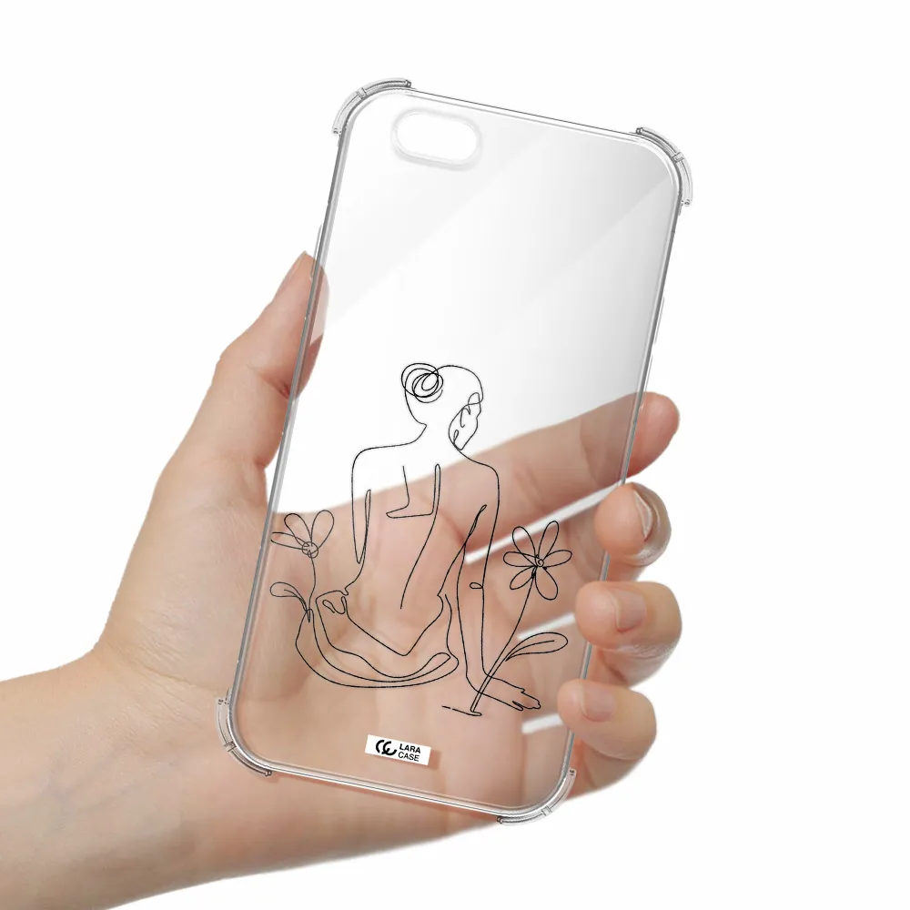 a woman sitting on a flower Apple iPhone 6 Clear PC Case
