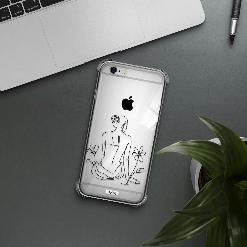 a woman sitting on a flower Apple iPhone 6 Clear PC Case