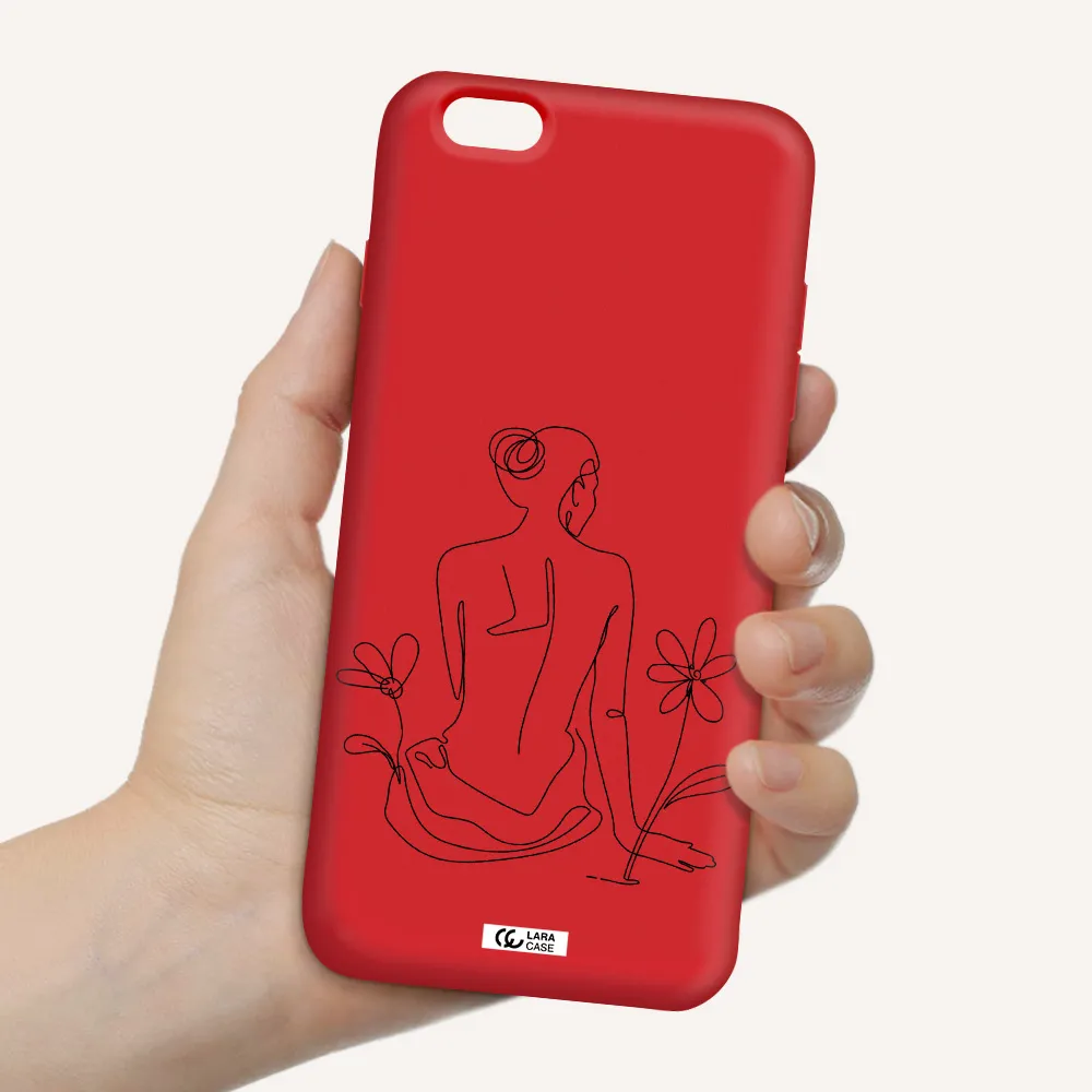 a woman sitting on a flower Apple iPhone 6 plus Silicone Imperial Red Case