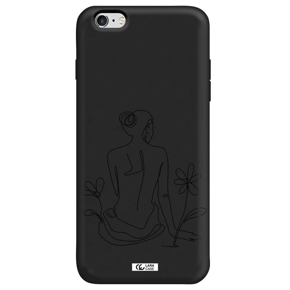 a woman sitting on a flower Apple iPhone 6 s plus Silicone black Case