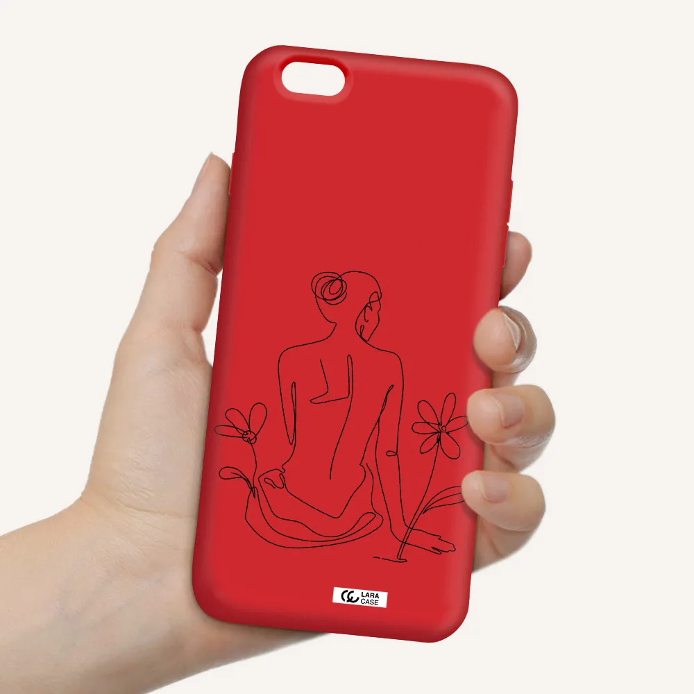 a woman sitting on a flower Apple iPhone 6 s plus Silicone Imperial Red Case