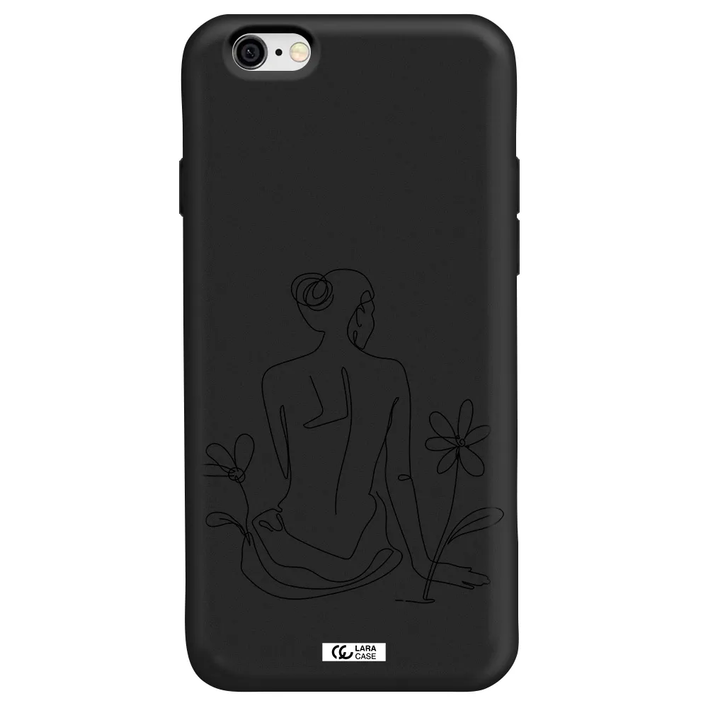 a woman sitting on a flower Apple iPhone 6 Silicone black Case